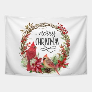 Cardinal Christmas Wreath A2 Tapestry