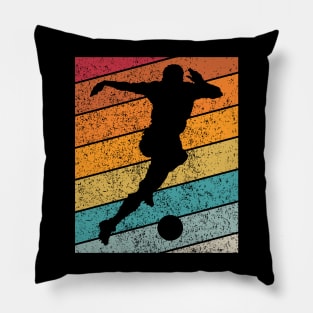 Male Soccer Football Outdoor Sports Retro Sunset Design Pillow