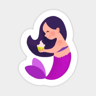 Purple Mermaid with Cupcake Magnet