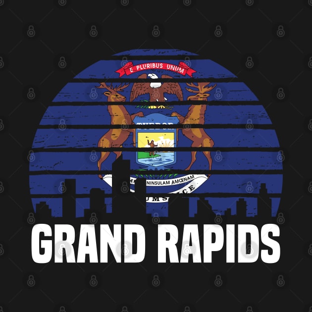 Grand Rapids Michigan MI Group City Silhouette Flag by jkshirts