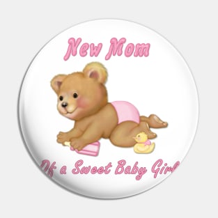 Crawling Teddy - New Mom of Girl Pin