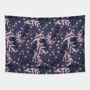 Botanicals and Dots - Hand Drawn Design - Pink, Grey, and Purple Tapestry