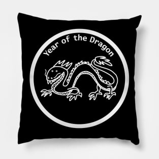 Year of the Dragon White Line Pillow