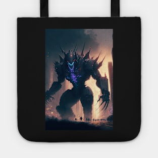 Monster giant robot cyborg attacking the city Tote