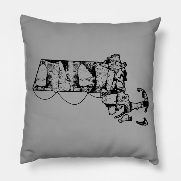 Rock Climbing Massachusetts Rock Climber State Map Pillow by TeeCreations