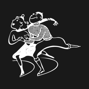 Retro couple ice skating cartoon T-Shirt