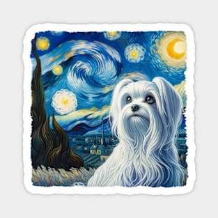 Starry Maltese Dog Portrait - Pet Portrait Magnet