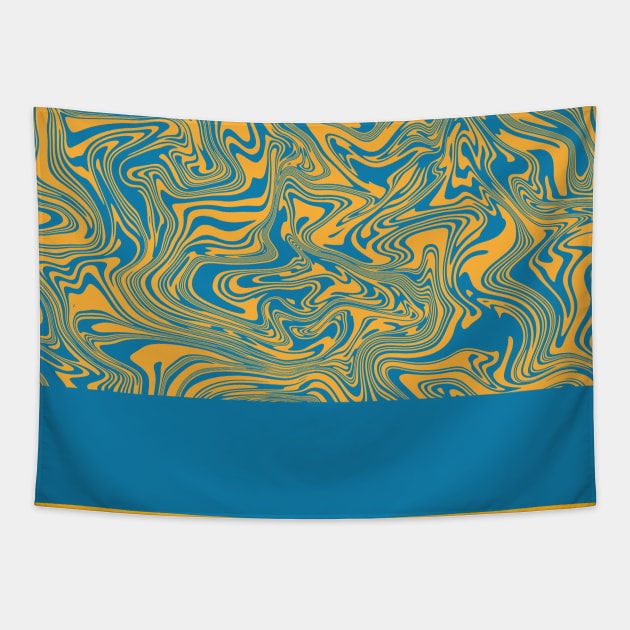 Liquid Swirl - Hawaiian Surf Blue and Citrus Yellow Tapestry by PrintablesPassions