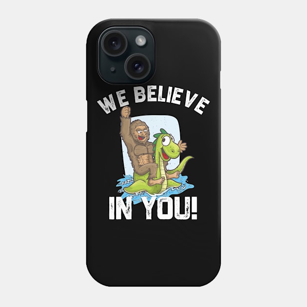 Bigfoot Riding Nessie We Believe in You Loch Ness Phone Case by Bluebird Moon