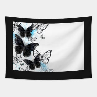 Background with black butterflies Tapestry