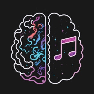 Musician Brain With Music Notes And Galaxy Stars T-Shirt