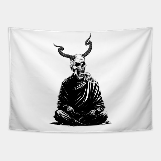 Devil Monk Skull Tapestry by Trip Tank