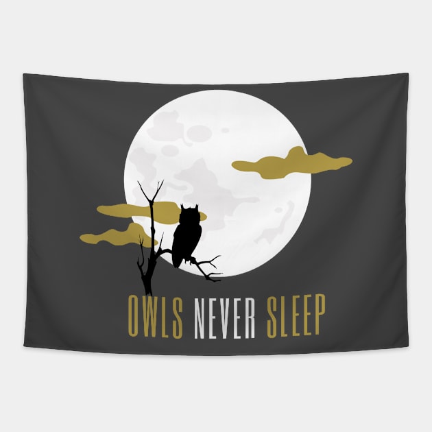 Owls never sleep funny humor art Tapestry by TTWW Studios