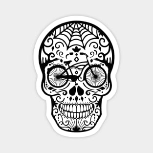 Vintage Mexican Skull with Bicycle - Black Magnet