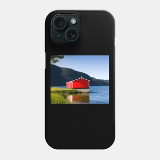 Red Boathouse on Lake Phone Case