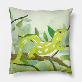 Green little gecko Pillow