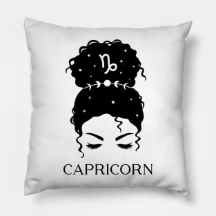 Messy Bun Celestial Queen: Capricorn Zodiac Sign Pillow