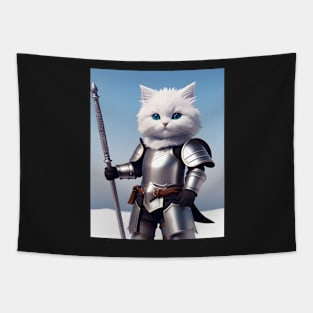 Cat in Armor - Modern Digital Art Tapestry