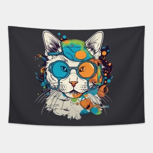 Retrofuturistic Lab Cat is Excited to See You Again  ( ⓛ ω ⓛ *) Tapestry