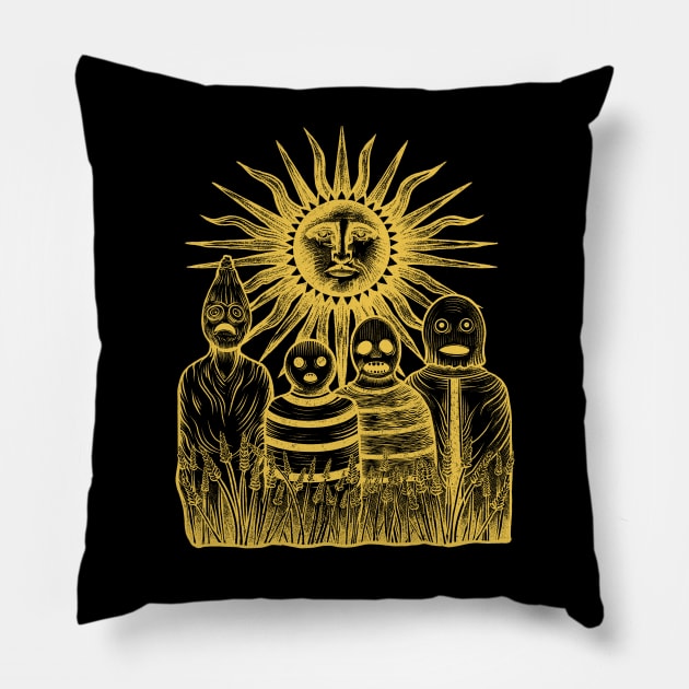 Wicker Man People Gold Pillow by RGB Ginger