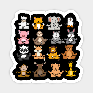 Animals Going Yoga animals meditating Magnet