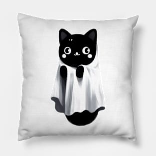 Funny black cat ghost Pillow