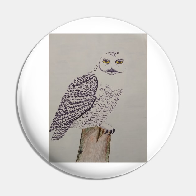 Snowy Owl on Post Pin by Matt Starr Fine Art