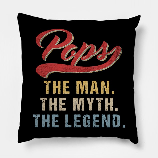 Vintage Father's Day Pops The Man The Myth The Legend Pillow by drag is art