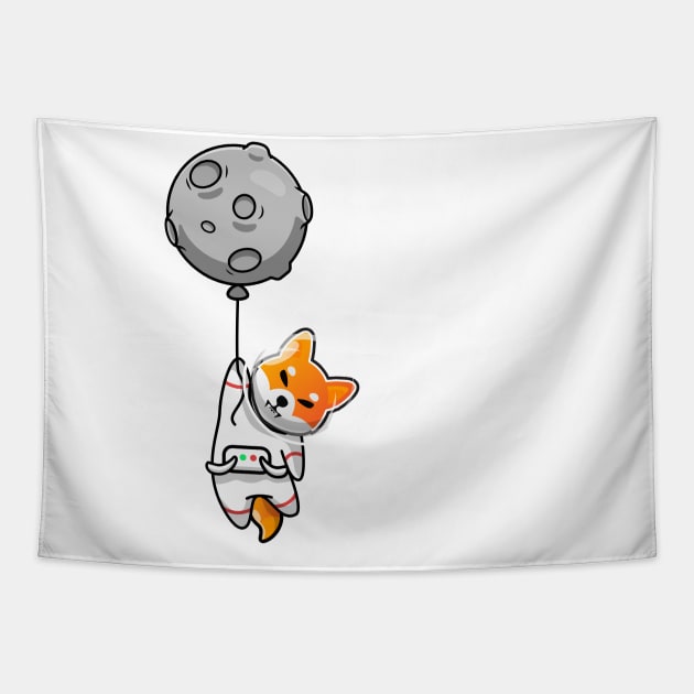 SHIB To The Moon - Shiba Inu Crypto Tapestry by EverGreene