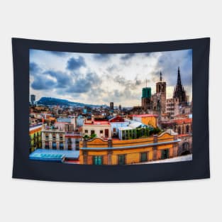 Barcelona Skyline Across The Rooftops Tapestry