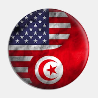 USA and Tunisia Dual Flag Yin Yang Combination Pin