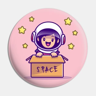 Cute Astronaut Girl In Box Pin