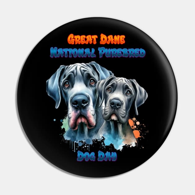 Dynamic Duo: Great Dane National Purebred Dog Pin by coollooks