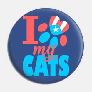 Puerto Rico I Love my Cats Flag Pet Paw Boricua Pin