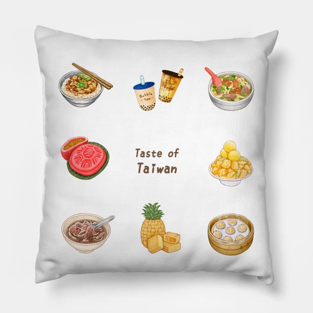 Taiwanese Food Illustration Pillow by Rose Chiu Food Illustration