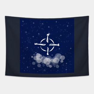 Compass, parts of the world, north, south, west, east, tourism, travel, world, technology, light, universe, cosmos, galaxy, shine, concept Tapestry