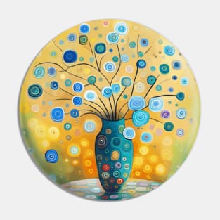 Blue Fantasy Modern Still Life Painting in a Blue Vase Pin