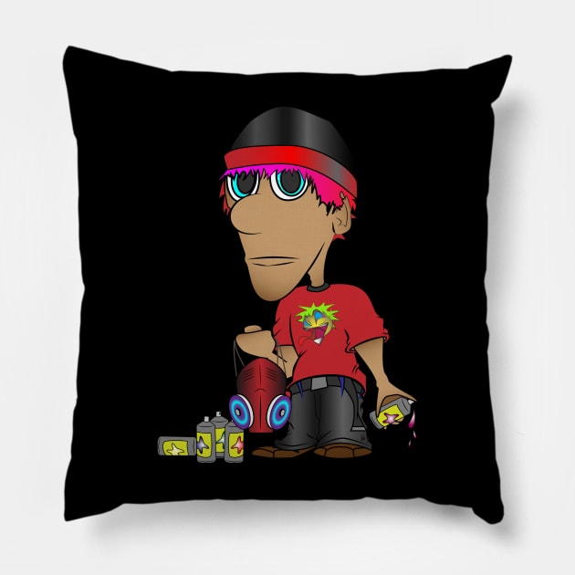 Tagger Graffiti Artist Cartoon Character Pillow by BunnyRags