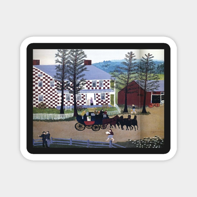 grandma moses - The Old Checkered House Magnet by QualityArtFirst