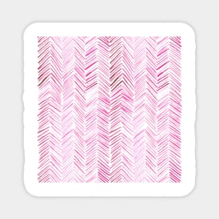 Watercolor Herringbone Pattern - Hot Pink Magnet