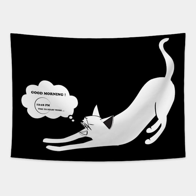 White cat Tapestry by dddesign