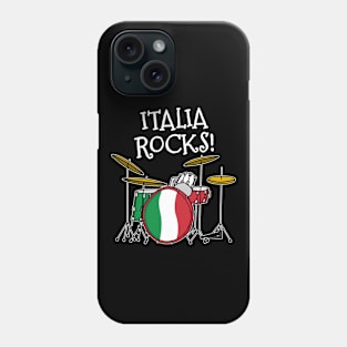 Italian Flag Drums, Italia Rocks, Drummer Musician Phone Case