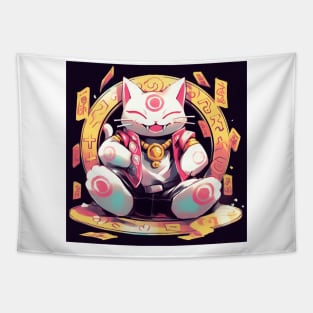 Coin Lucky Fairy Cat Tapestry