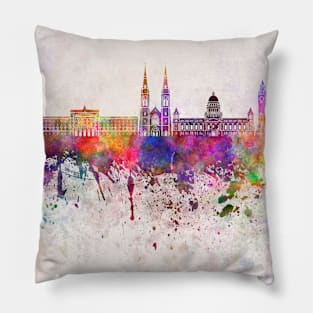 Belfast skyline in watercolor background Pillow