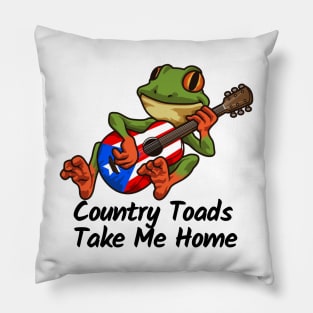 Frog with Guitar Country Toads Take me Home Pillow