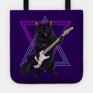 Cat playing bass guitar Tote