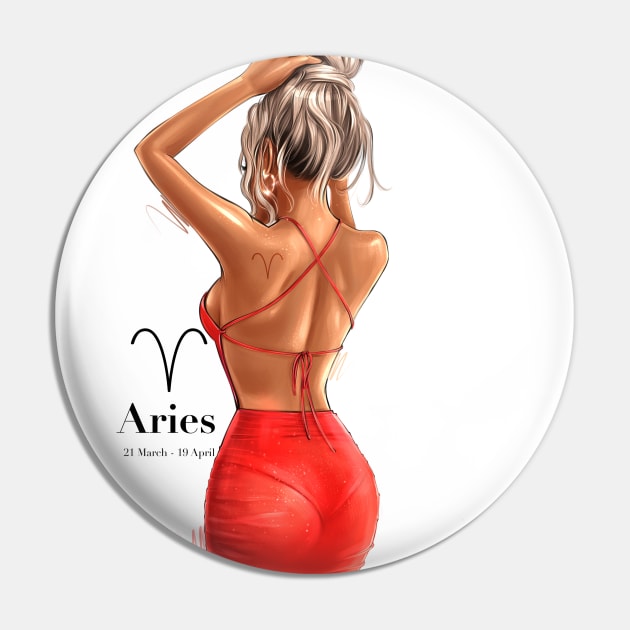 Aries Girl Pin by AllessyArt 