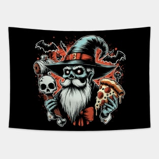 Pizza Wizard Vintage Horror Design Tapestry