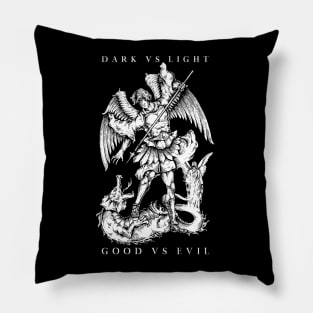 dark versus light evil versus good angel vs dragon Pillow