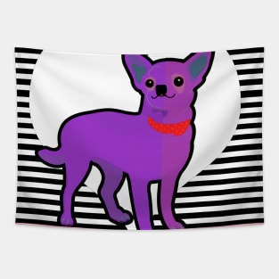 Purple Chihuahua and White Heart Tapestry